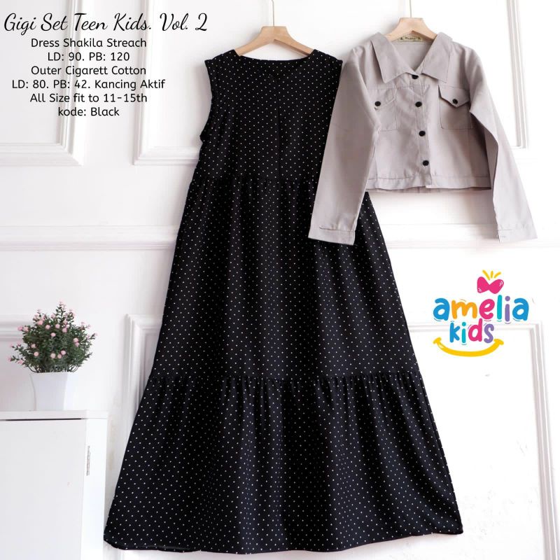 Terbaru Gamis Anak Gigi Set Teen Kids Vol. 2 Bahan Katun Shakila