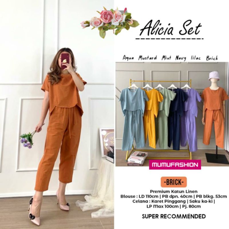 Setelan Wanita One Set linen Modis  Terlaris ALICIA SET pict by mumu fashion solo-1