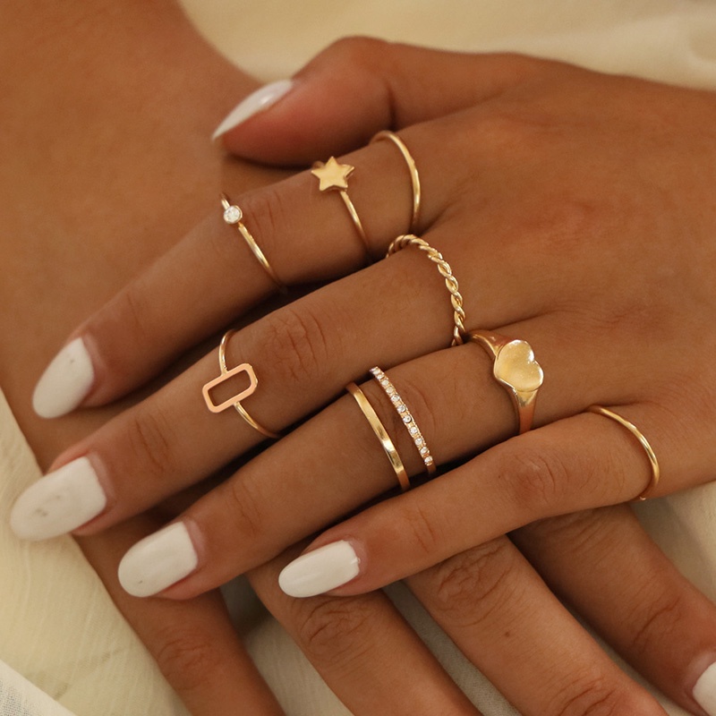 8Pcs/Set Women  Rings  Golden  Irregular Geometry  Ring