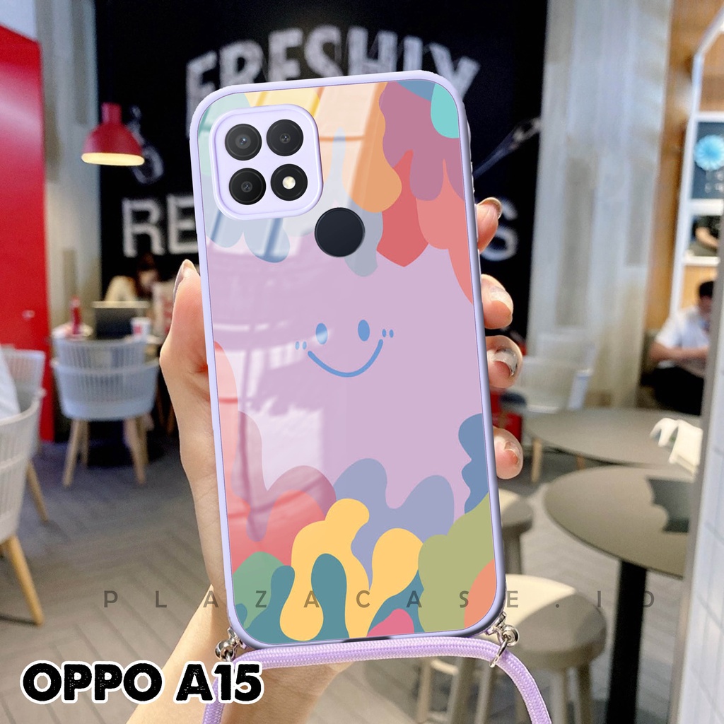 Softcase Glass Kaca + Tali - K111 -  For Oppo A15 A54 A16 A5S RENO 5 RENO 5F RENO 6 - Case Lucu - Case Oppo A54 - Casing Hp Oppo A16 - Casing Hp Oppo A15 - Kesing Oppo A5S - Softcase RENO 5 - Casing RENO 5F - Sarung Hp RENO 6 4G - Case A54 - Plazacase