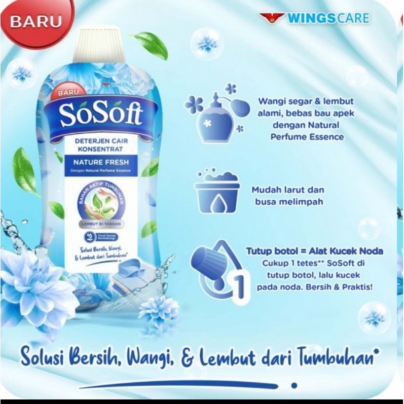 Sosoft Deterjen Cair Nature Fresh 750mL