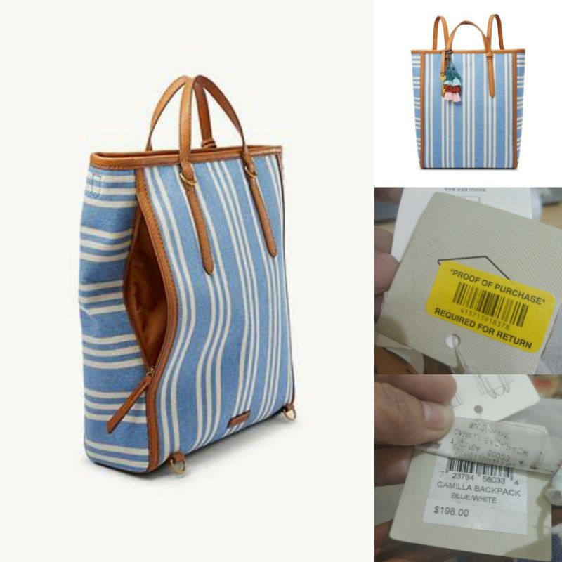 Fossil Camilla Convertible Backpack Blue white