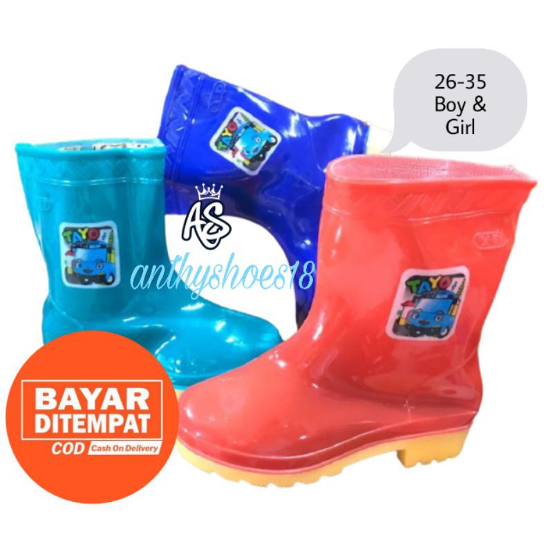 New Sepatu Karet Boot Anti Air  Boot Hujan Anak Laki dan Perempuan 31-35