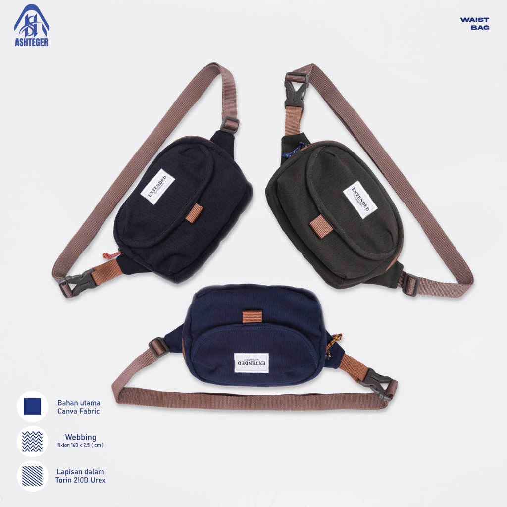 Tas Selempang Waistbag Canvas Pria Wanita Tas Pinggang Trendy Premium