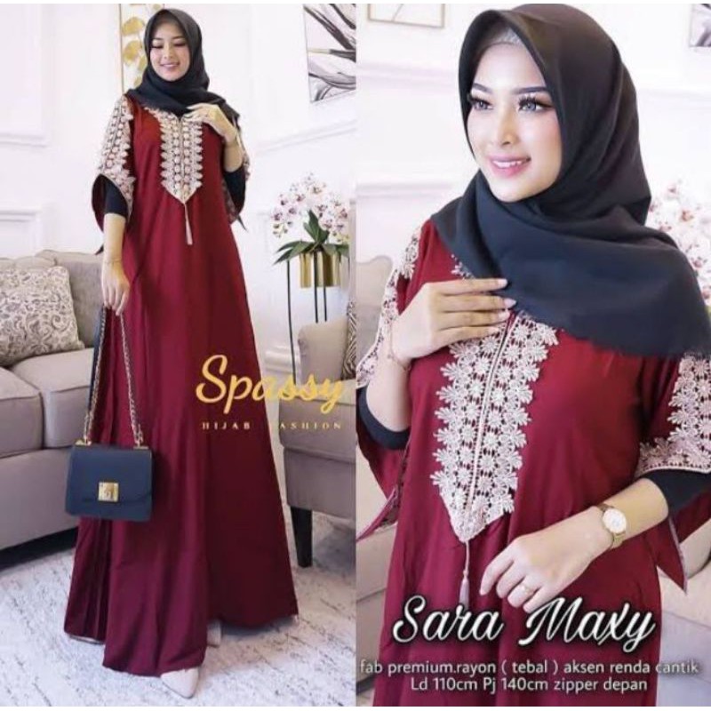 COD - Gamis rayon terlaris /Gamis renda modern/Gamis sara maxy