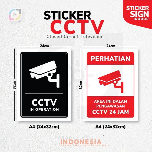 

STICKER CCTV A4/K3 Label Rambu Safety/Stiker Tanda Vinyl anti air (Waterproof) INDOOR