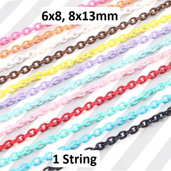 Rantai Plastik Warna-Warni Uk 6x8 - 8x13mm Harga/String