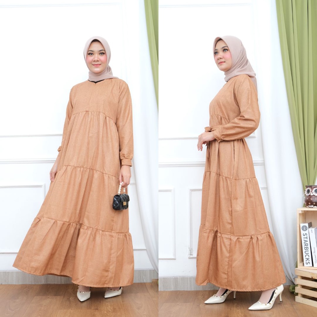 FUJI GAMIS DRESS SUSUN SIMPLE ABAYA PANJANG BAJU WANITA GBM