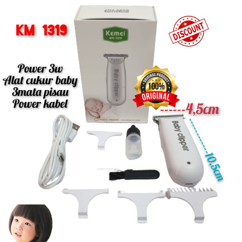 Alat mesin Cukur Rambut Bayi Elektrik Shaver Trimmer km1319 potong cas bayi