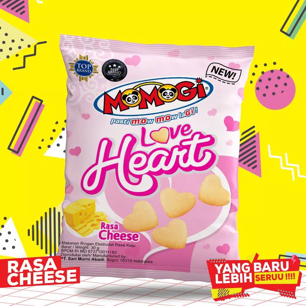Momogi Snack Love Heart Rasa Cheese 25g