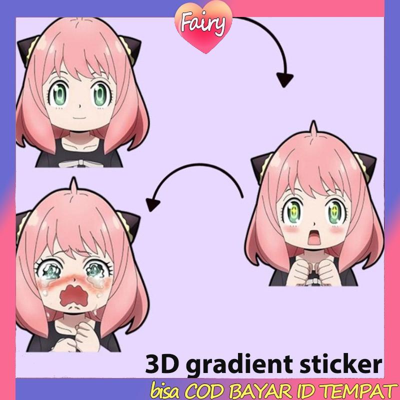 

3D Gradien Kartun Stiker Casing Ponsel Ilusi Universal Stiker Mobil Tahan Air F
