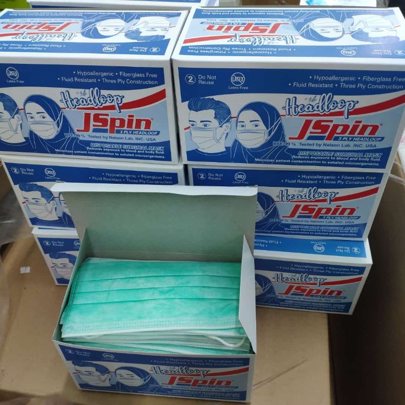 TURUN HARGA JSpin HEADLOOP disposable surgical mask 3 ply / masker medis JSpin HIJAB