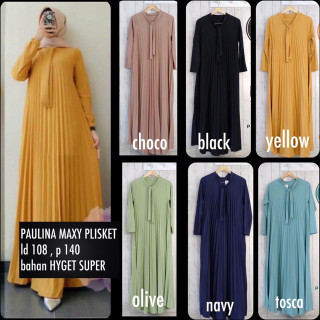 GTS BD 8159 GAMIS - PAULINA MAXY PLISKET JUMBO XXL MUSLIM TALI UKURAN BIGSIZE BUMIL MELAR POLOS