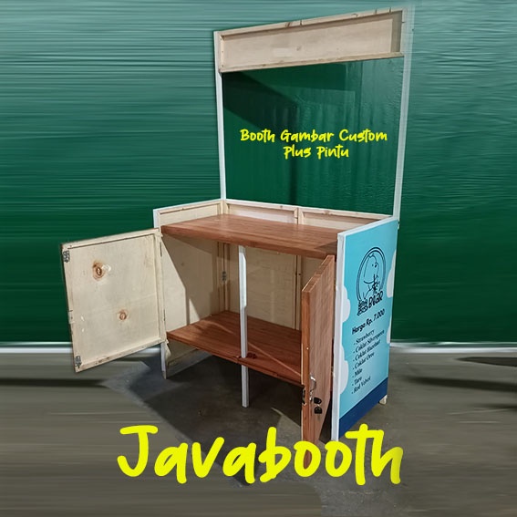 Booth Portable / Gerobak Lipat / Meja Lipat Kayu Atap Bonus Rak Display