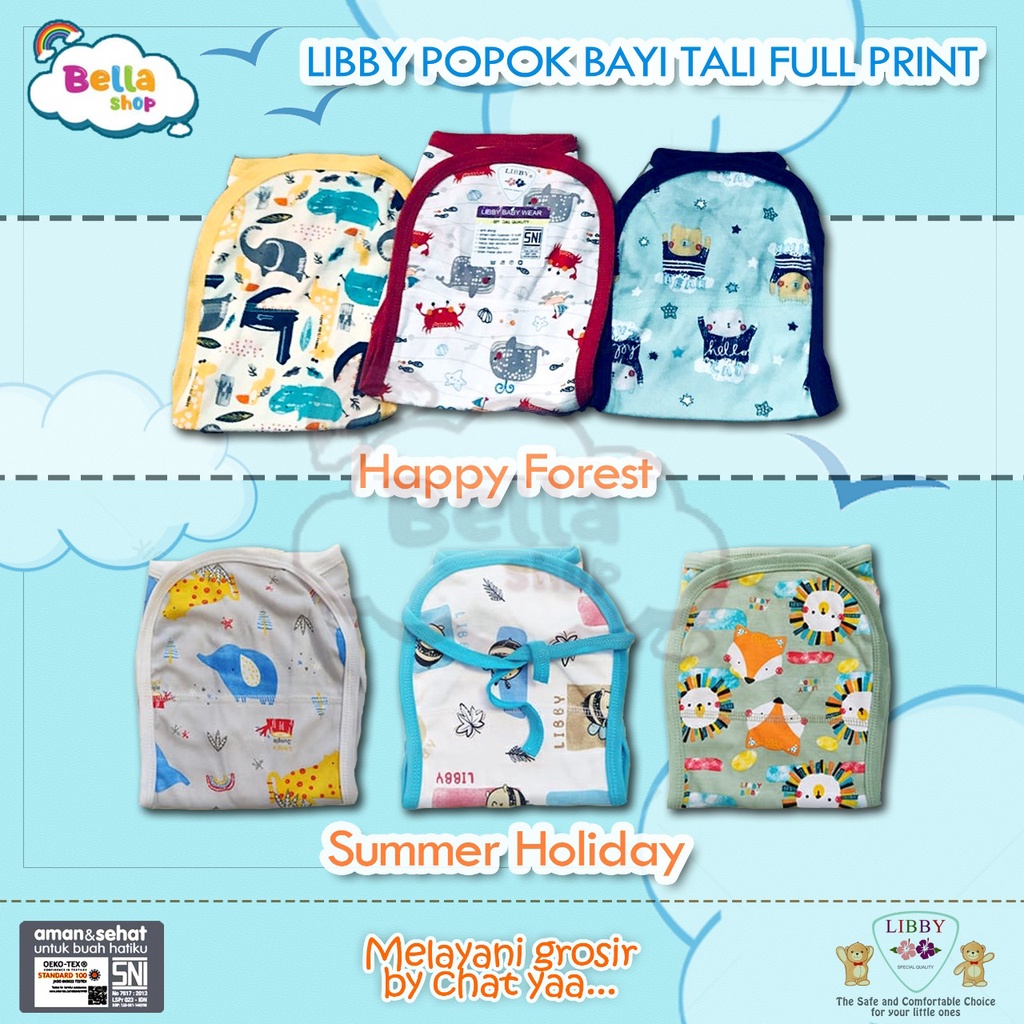 LIBBY POPOK BAYI TALI FULL PRINT NEWBORN 1 PACK ISI 3 PCS- BELLA SHOP