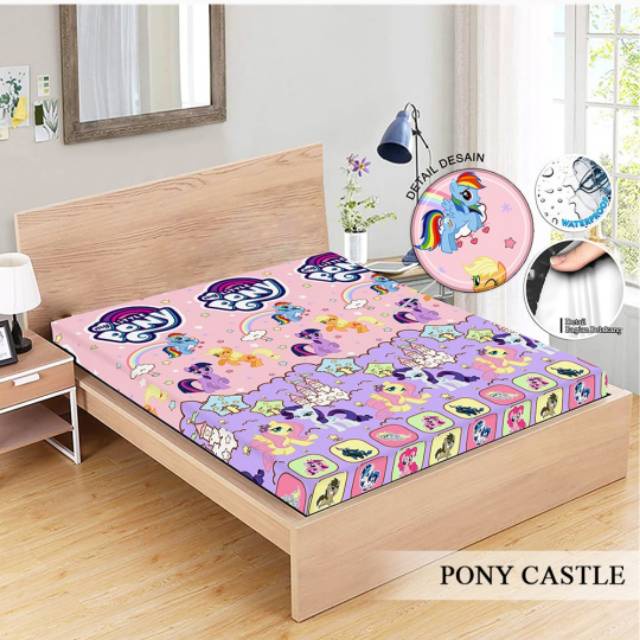 MONALISA Sprei Waterproof 180x200 - anti ompol air water proof Paus Rainbow  Rainbow Dinosaurus Rocket Galaxy180 SP-P*ny Castle - WP