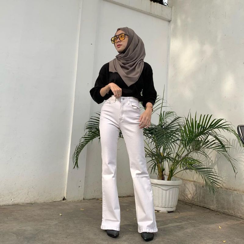 Celana Boyfrend Jeans Cutbray Wanita loose