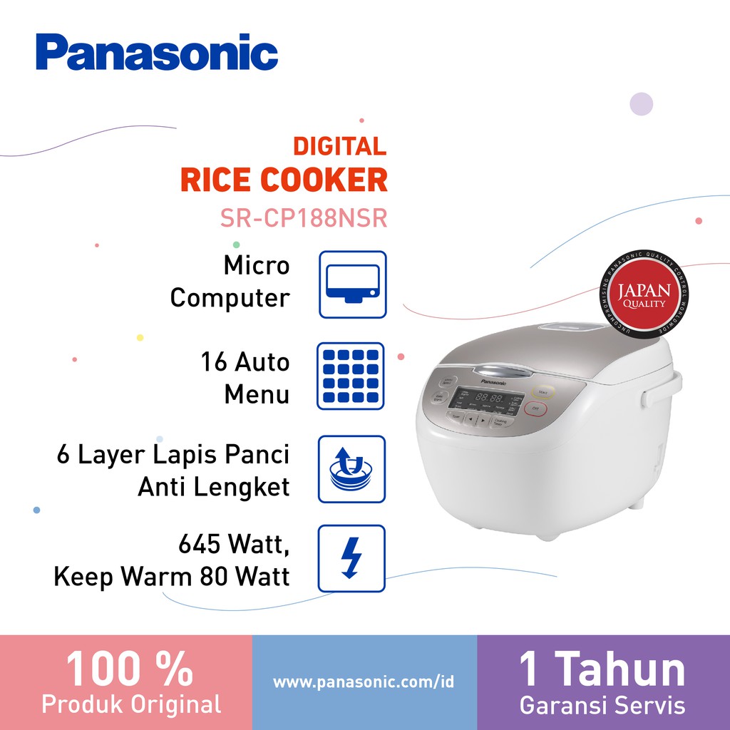Panasonic SRCP188NSR - Rice Cooker 1.8L Micro Computer Digital Smart Magic Com Original Jepang