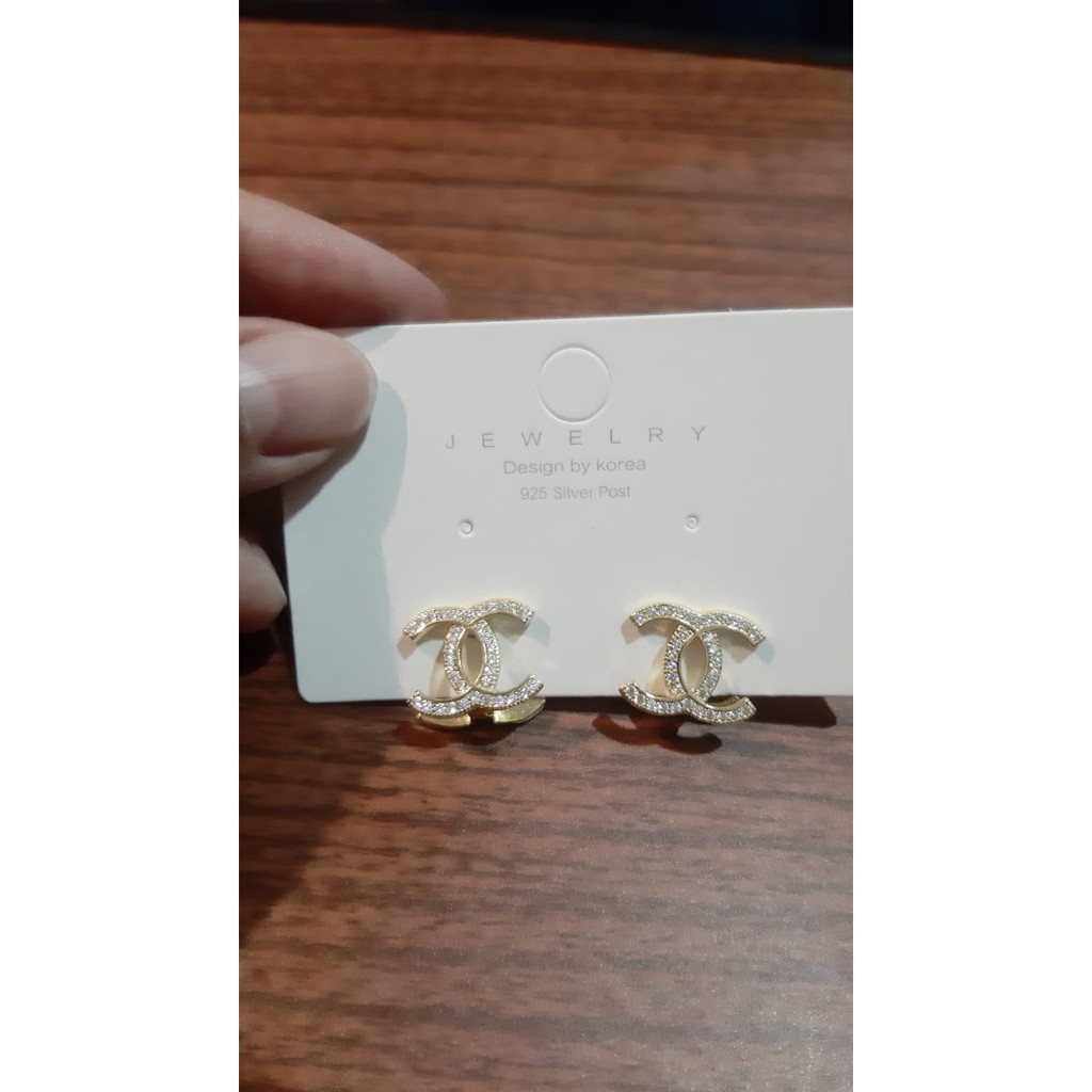 ANTING CHANEL TITANIUM ANTI KARAT MODEL GIWANG JEPIT GOLD AT301