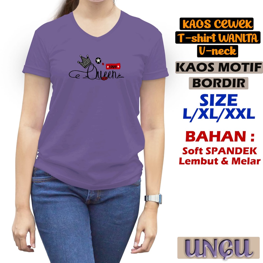 KAOS ATASAN WANITA V NECK BORDIR GROSIR MURAH ATASAN WANITA TSHIRT WANITA