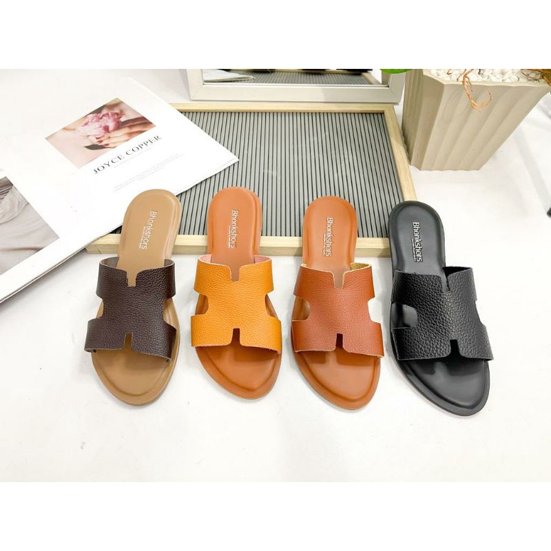 sandal kulit sapi/sandal hermes/sandal papirut garut