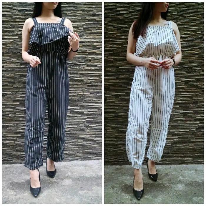 [ADA REAL PICT] JUMPSUIT JOLA // BAJU KODOK PANJANG WANITA SALUR GARIS STRIPE MURAH CEWEK MONALISA
