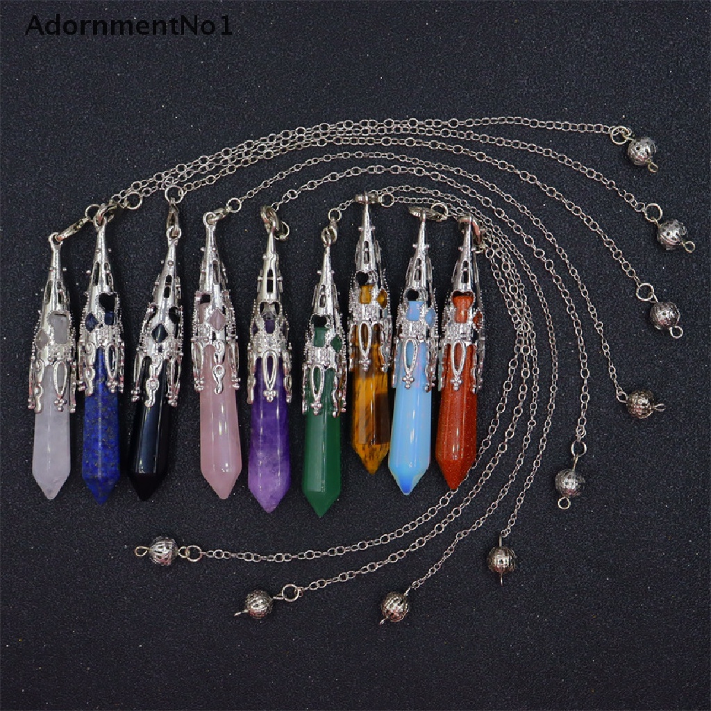 (AdornmentNo1) Kalung Rantai Liontin Piramida Kristal Chakra Reiki Alami Untuk Pria / Wanita