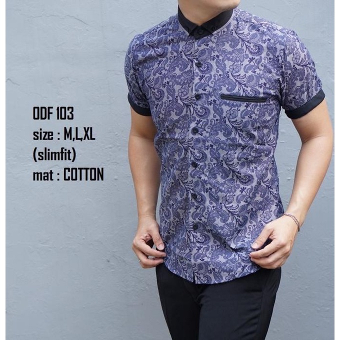 Baju Batik Pria Slim Fit Modern ODF103 - Kemeja Batik Pria Slim Fit