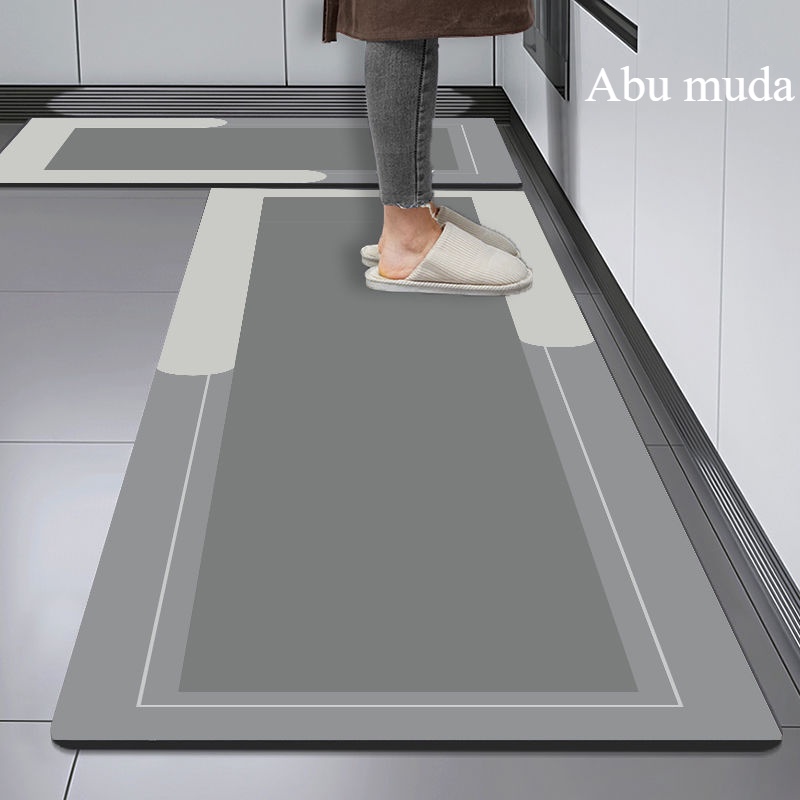 Keset Kaki Dapur Keset Tikar Lantai Penyerap Non-Slip Tahan Noda Strip Rumah Tangga Tahan Air &amp; Minyak  Dapat Dicuci Tikar Keset Pintu Masuk