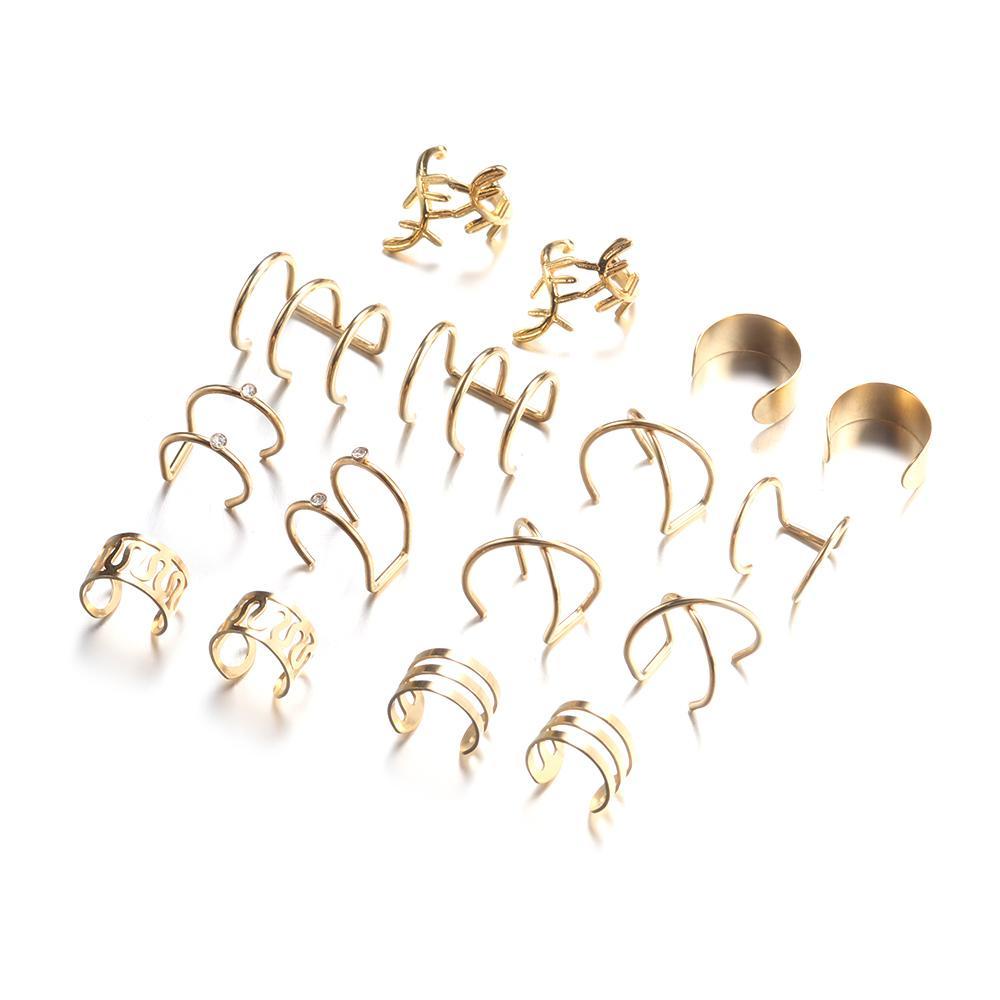 Top 5/8pasang Anting Tusuk Palsu Punk Rock Stainless Steel Ear Cuff