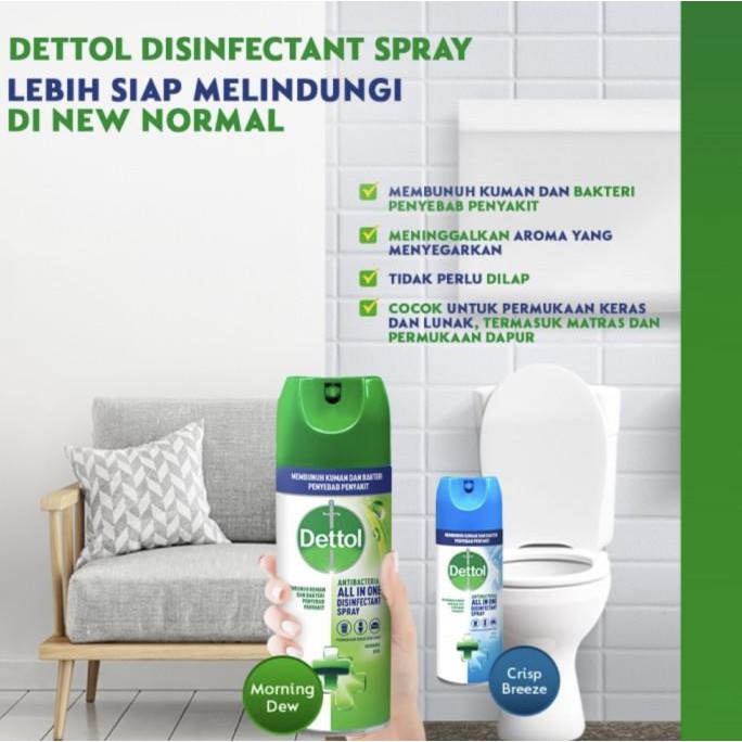 Pasti Ready Ready Stock Dettol Spray Disinfectant 450 Ml - Dettol Hijau