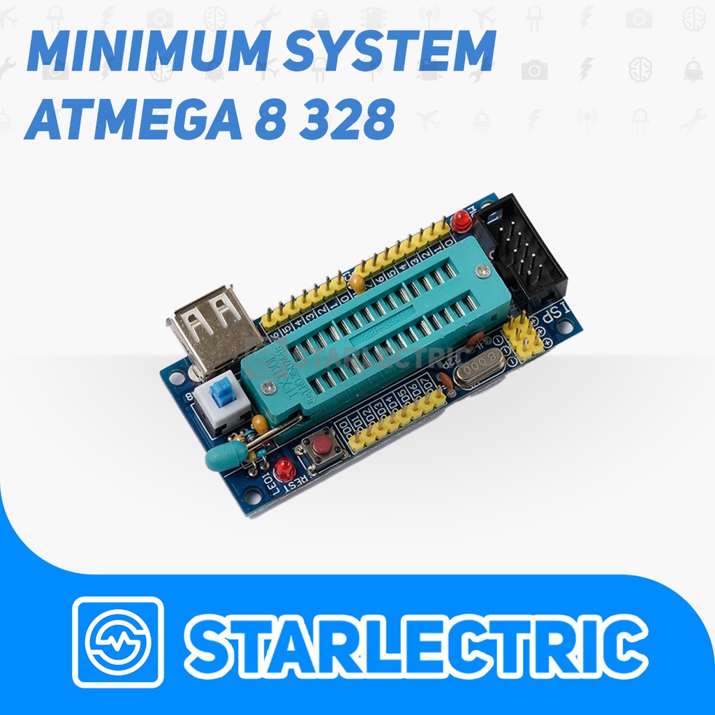 Minimum System Development Board Minsis ATMEGA8 ATMEGA328 Minsys