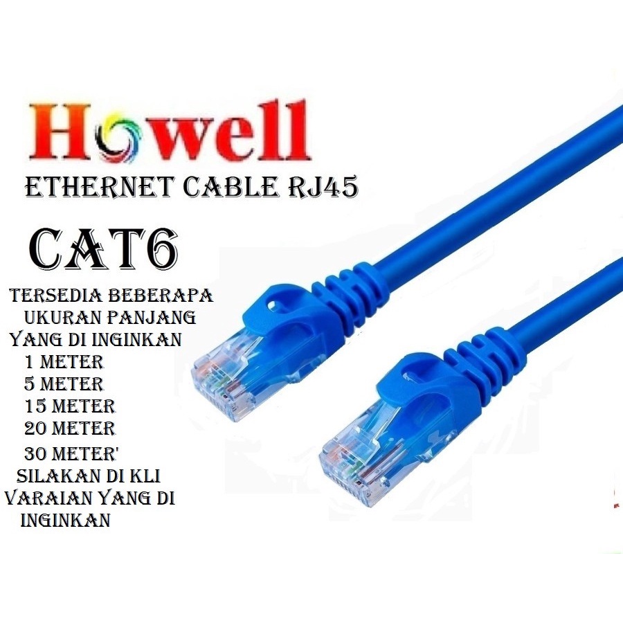 Howell Kabel LAN Cat 6 5m,15m, 20m, 30m Internet Cable LAN UTP