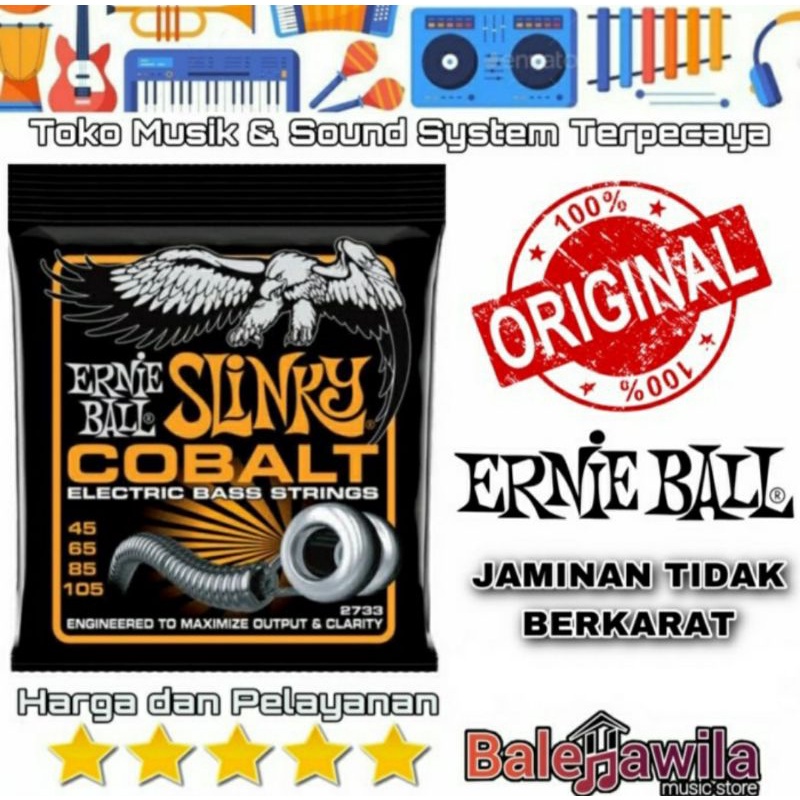 Senar Gitar Bass Elektrik Ernieball Ernie Ball 2733 Hybrid Slinky Cobalt 45 105