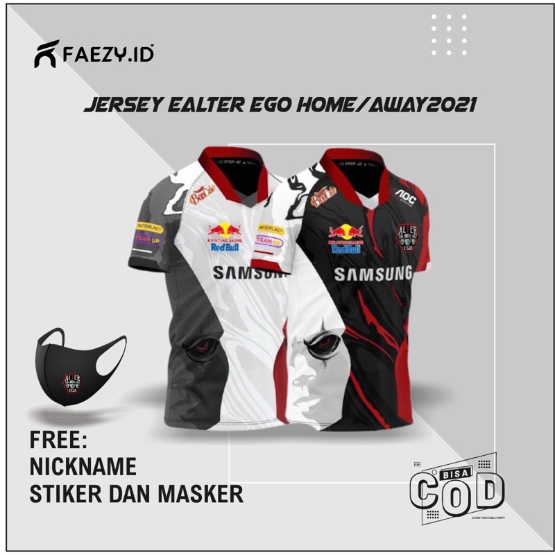 Jersey Alter Ego Terbaru MPL S8 HOME/AWAY 2021 Free Nickname Stiker Dan Masker