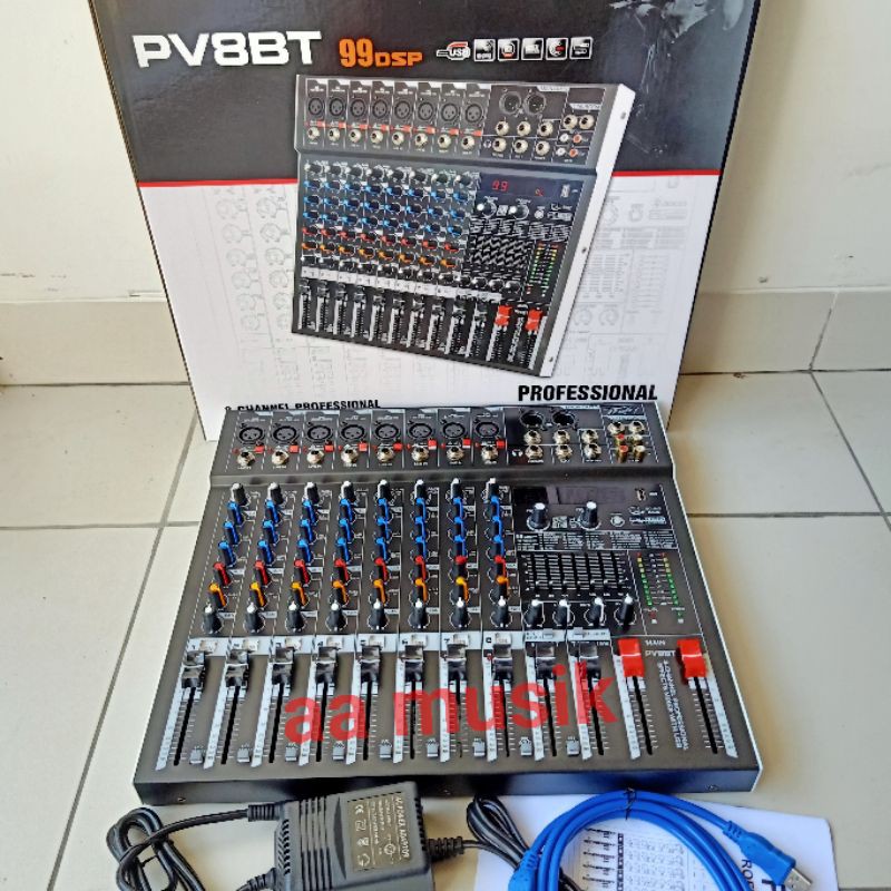 MIXER AUDIO PEAVEY PV8BT BLUETOOTH DAN USB 8 CHANNEL LINE MIC XLR RECORDING PC