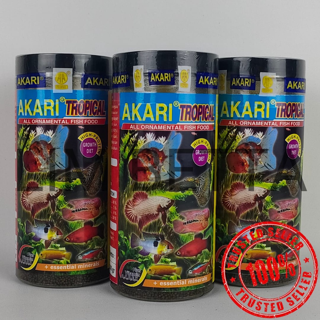 (BOTOL) AKARI TROPICAL 0,7 MM 100 GRAM / MAKANAN IKAN TROPICAL