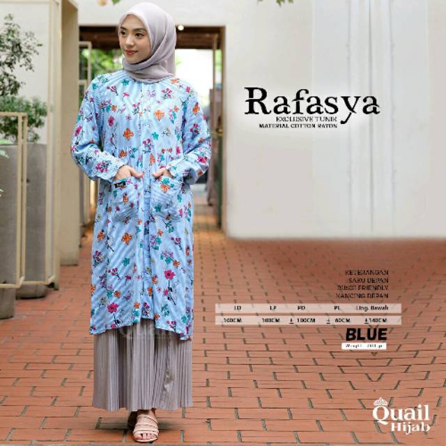RAFASYA ORIGINAL QUAIL HIJAB | QUAIL MEDAN | Tunik Motif | Tunik Katun | Tunik Biru | Tunik Pink