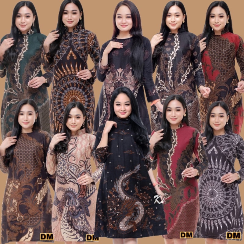 Baju Batik Wanita Tunik Batik Ukuran Jumbo M L XL XXL Atasan Wanita Modern Original Batik Wanita Modern Pakaian wanita Korean Style Dress wanita Jumbo LD130 Batik Solo batik Wanita Kerja