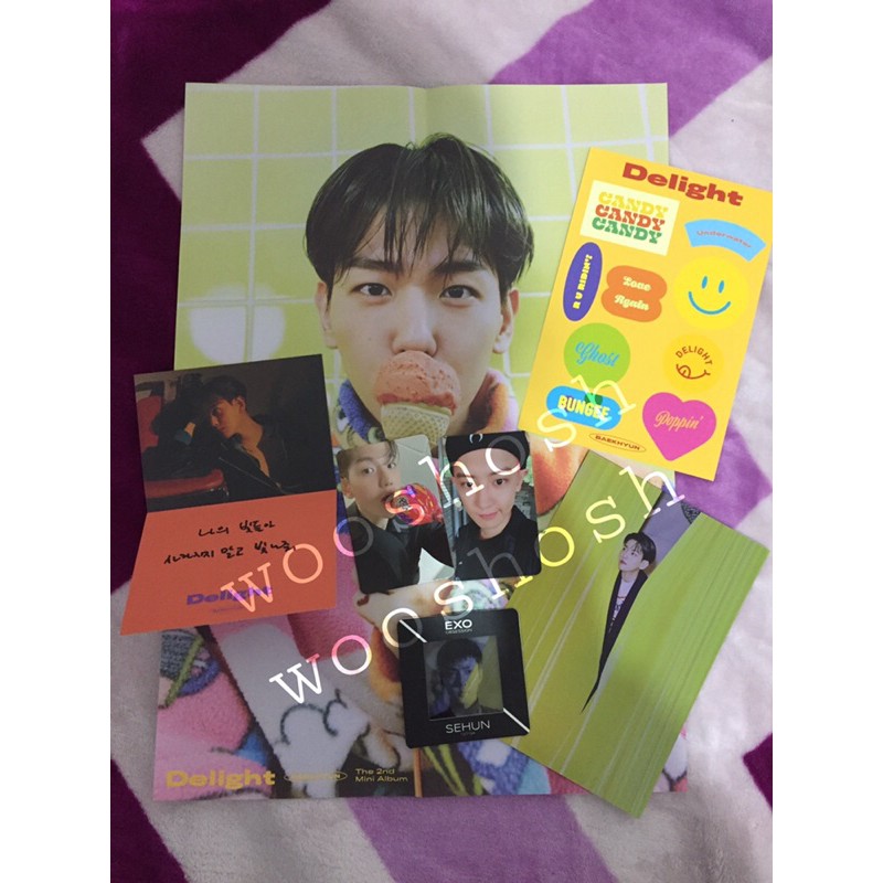 Photocard EXO Chanyeol obsession, Baekhyun delight, photoslide Sehun, Sticker, folded poster.