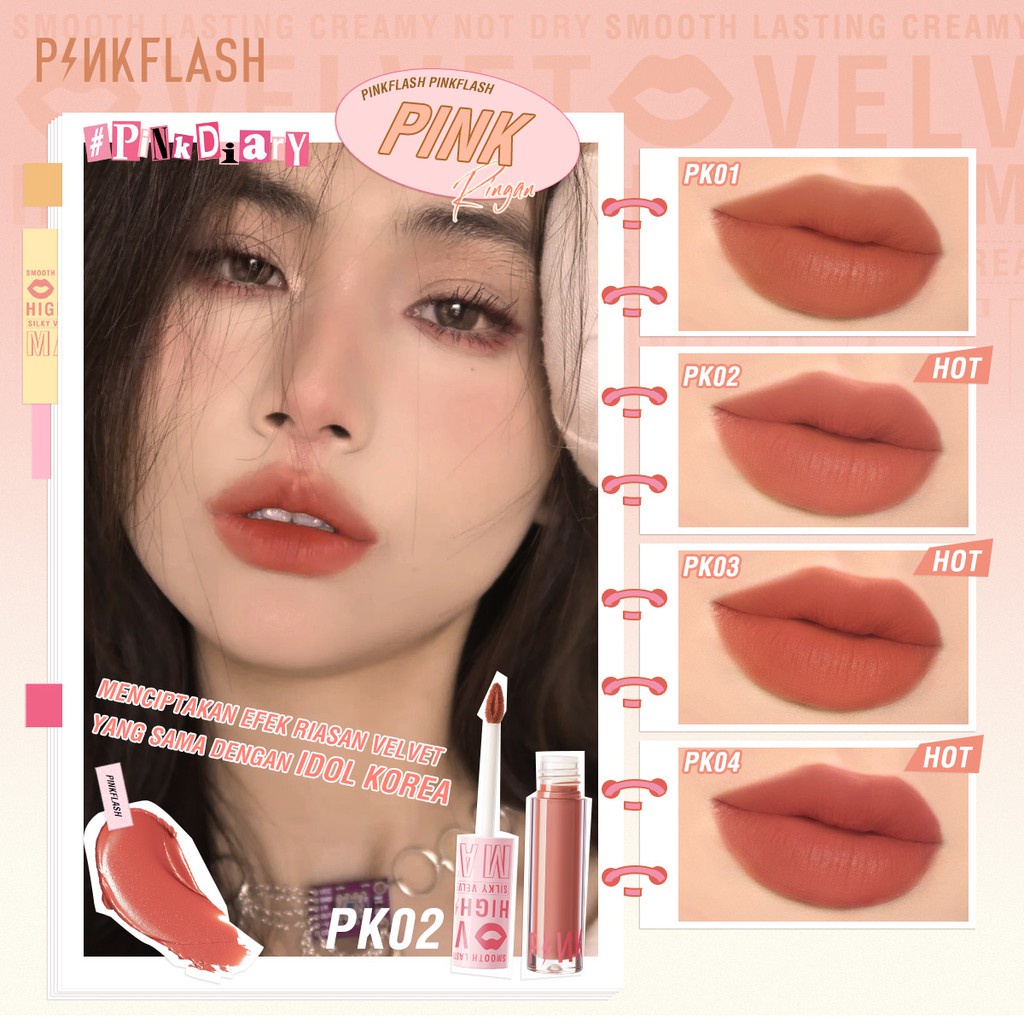 ❤ MEMEY ❤ PINKFLASH Silky Velvet Lip Cream | Lipcream | Lipstick | PinkDiary Pink Flash | BPOM PF-L04