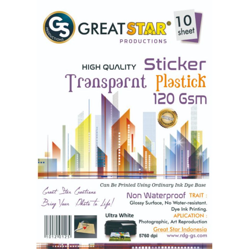 

STICKER TRANSPARANT INKJET 120 GR A4 (PLASTIK/LENTUR)/10 LEMBAR