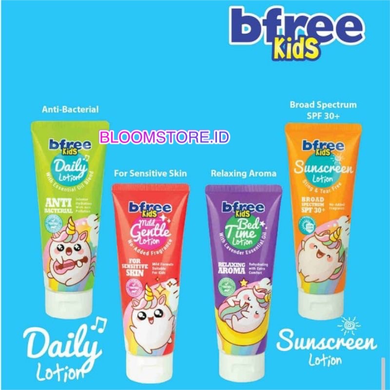 BFREE Kid Kids Sunscreen Sun Screen Anti Bacterial Daily Mild Gentle Bedtime Bed Time Antibacterial Lotion Losion Tabir Surya Anak Bayi Sun Block Sunblock 100ML 100 ML SPF 30+ SPF30+ Murah Promo Original