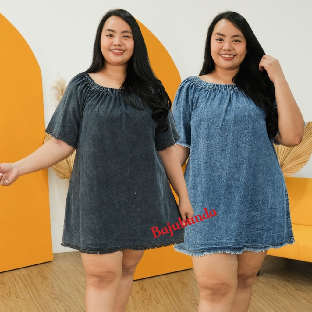 LD 120 DRESS JUMBO BAJU BIG SIZE DENIM JEANS XXXL MARGARET