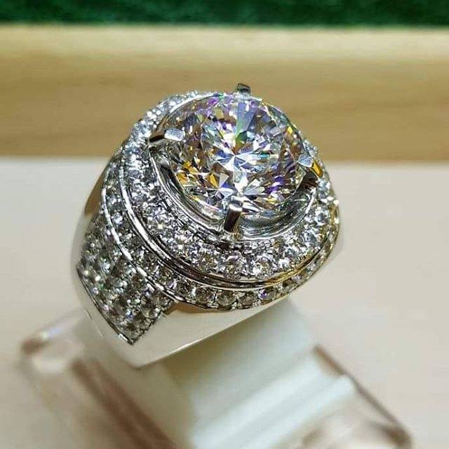 Cincin Moissanite Pria Handmade Microsetting