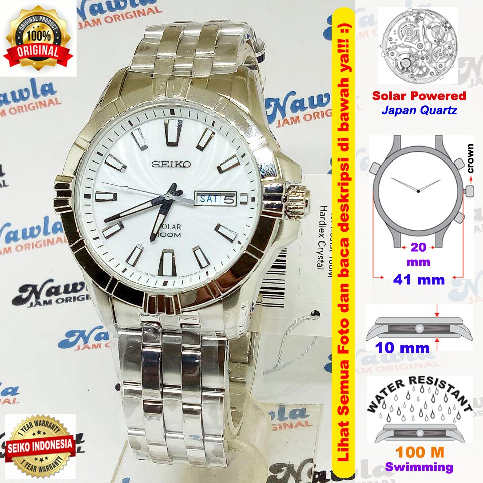 Seiko Solar SNE175P1 White Dial - Jam Tangan Pria SNE175