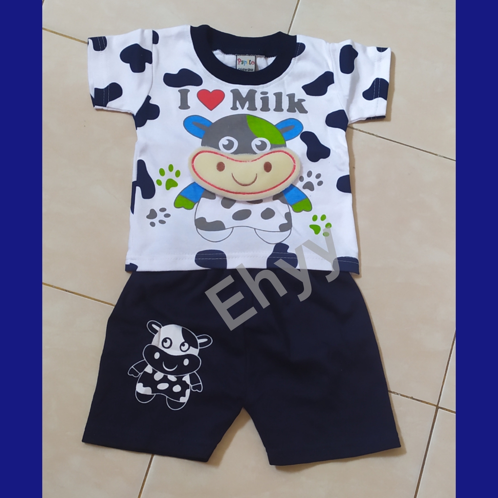 Setelan Pakaian Bayi Anak I Love Milk 3 - 9 Bulan