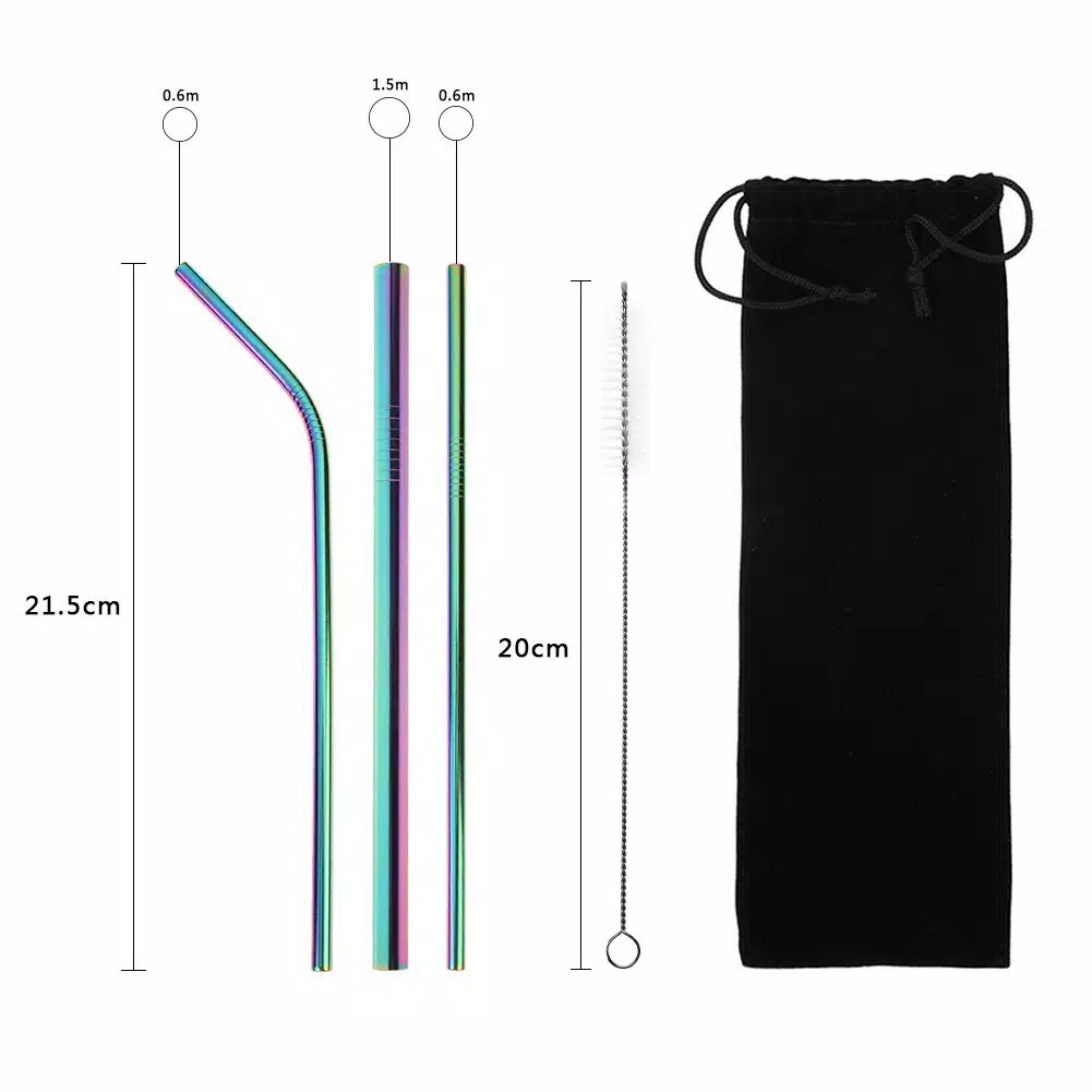 WE SEDOTAN MINUMAN 5 IN 1 BAHAN STAINLESS STEEL STRAW REUSABLE