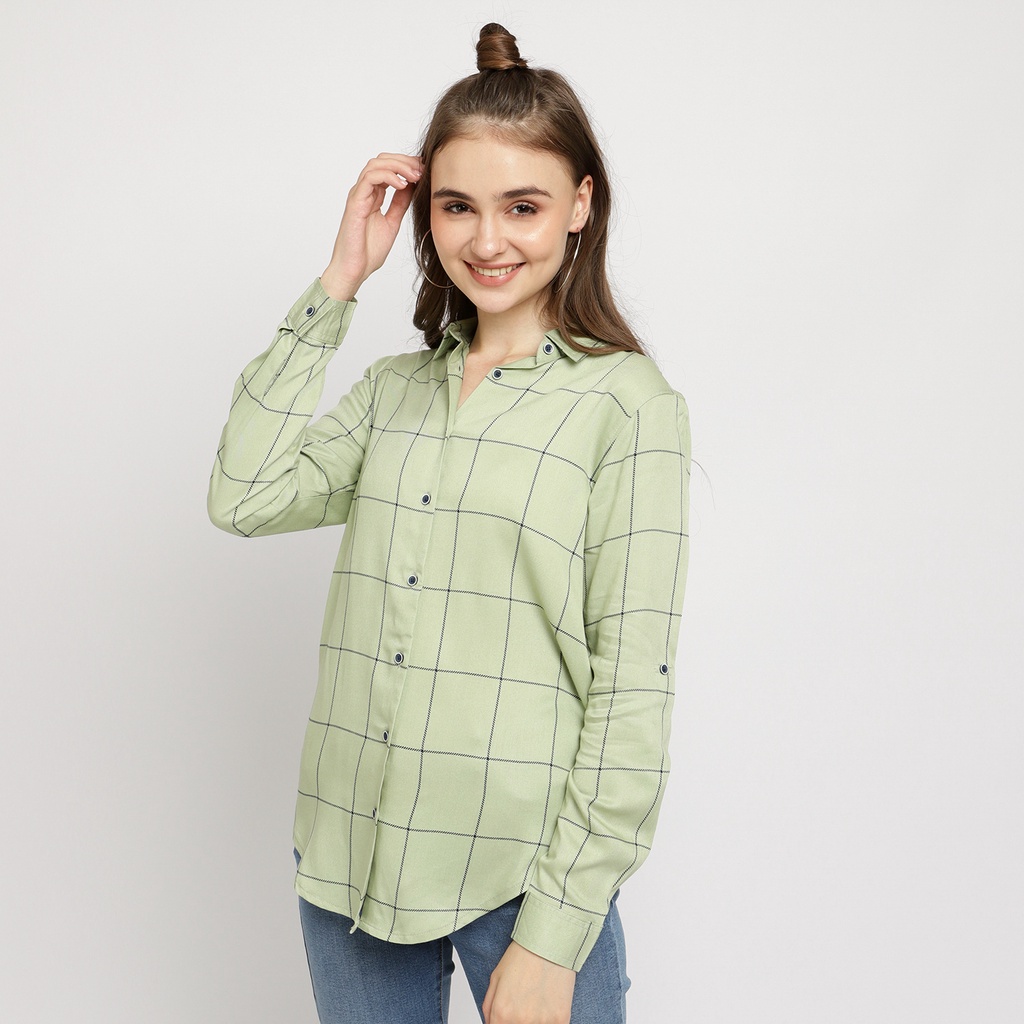 C2 Gassam Green Kemeja Casual Wanita