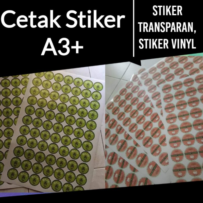 

Cetak Stiker Transparan (nerawang) dan stiker Vinyl ukuran A3+